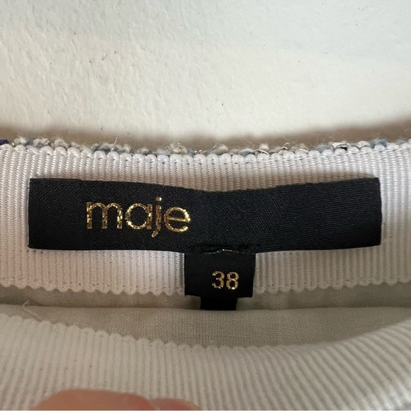 Maje 2 Piece Matching Tweed Short Sleeve Blazer Skort Pleaded Skirt Set Size 38 - Picture 14 of 16